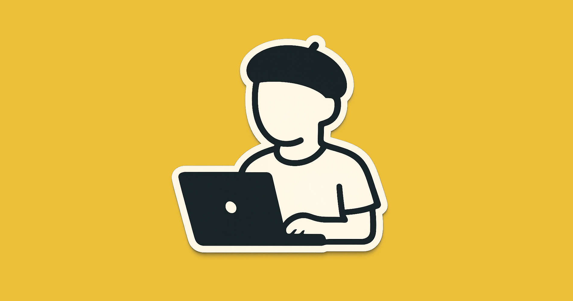 La mascotte artiste travaille à la création de son site internet pour une formation en ligne par Opale Art