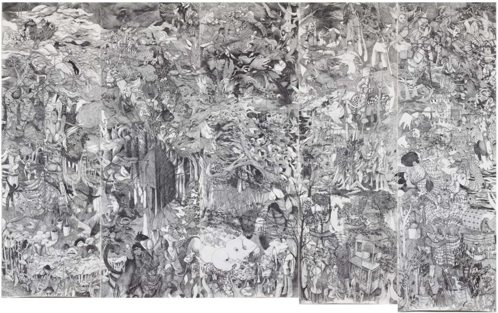 François_Andes_LesPreparatifsDucasse_5x75x220cm_graphiteSurPapier_2015_OpaleArt.